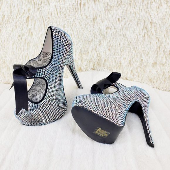 Bordello Iridescent Rhinestone High Heel Platform Shoes - Picture 3 of 12